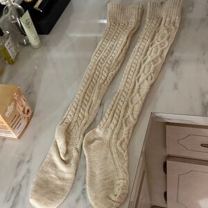 UGG Cream Cable Knit Over-the-Knee Socks